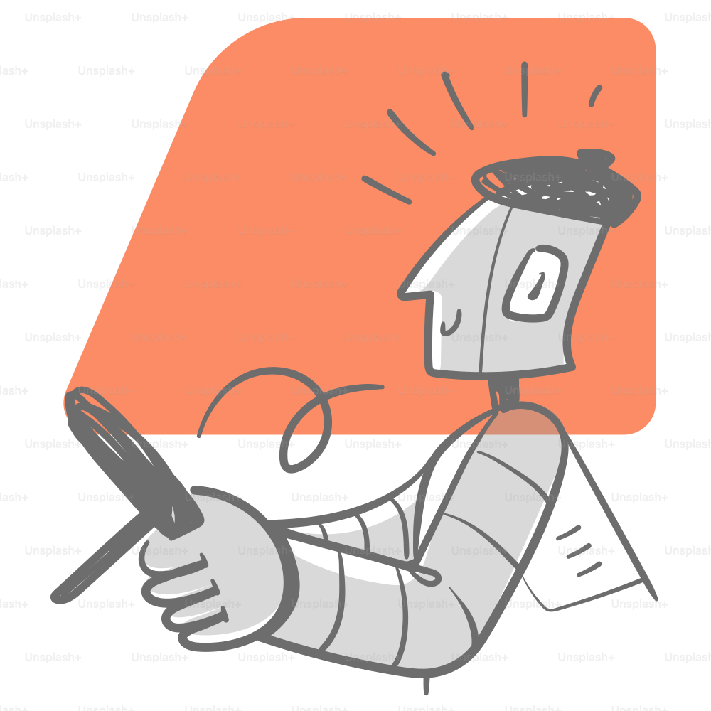A robot holding a magnifying glass looking at a piece of paper