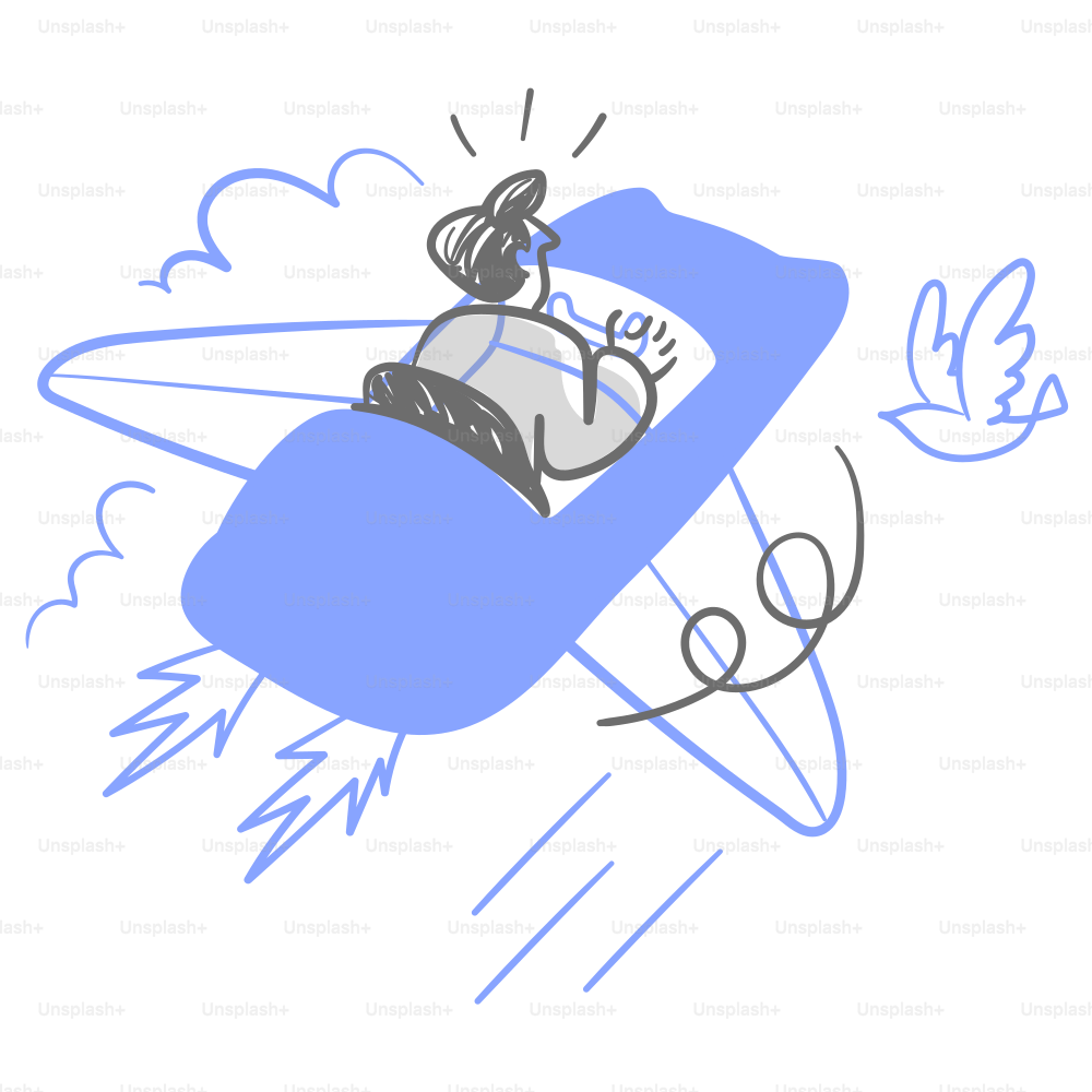 Um desenho de uma pessoa em um avião