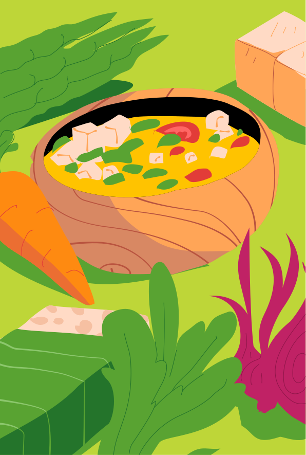 A picture of a bowl of food on a table