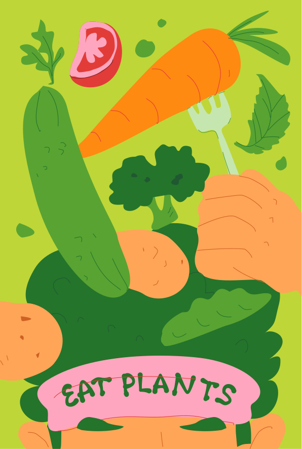 A poster with a bunch of vegetables on it