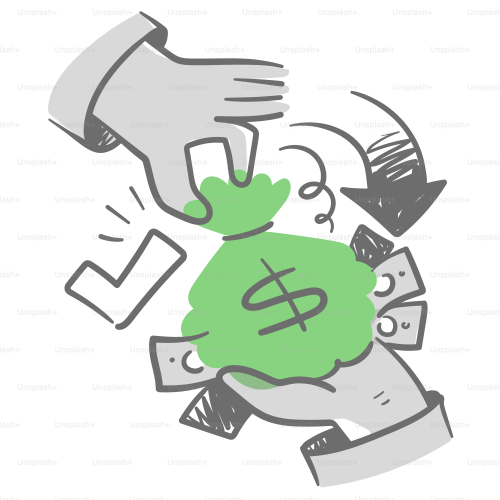 A person putting money into a bag