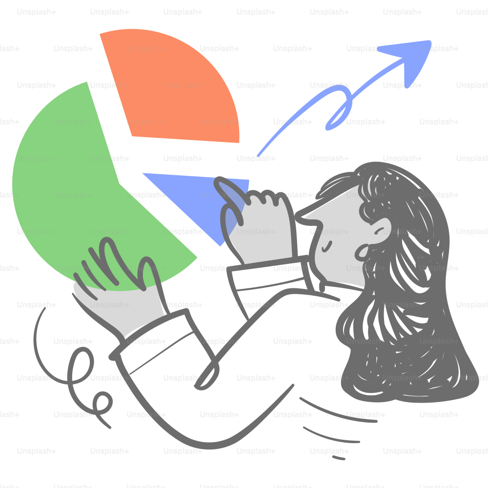 A drawing of a woman looking through a magnifying glass