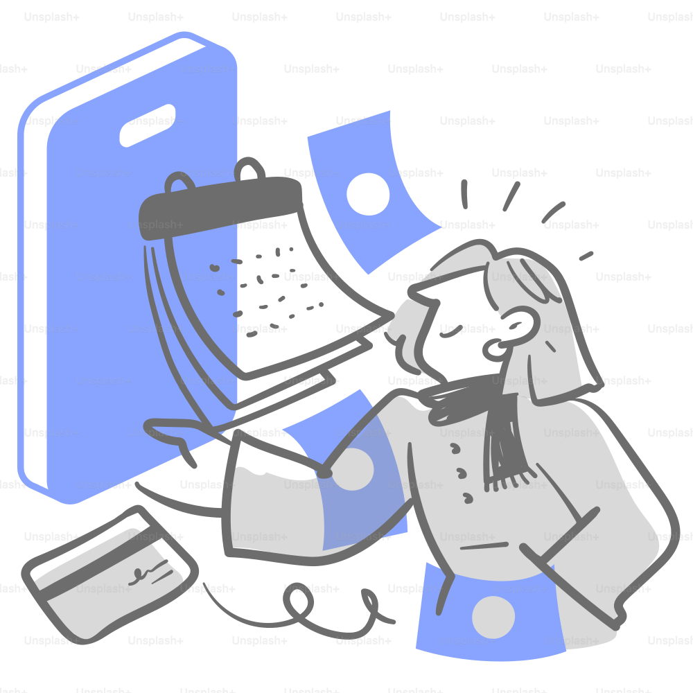 A cartoon of a man looking at a cell phone