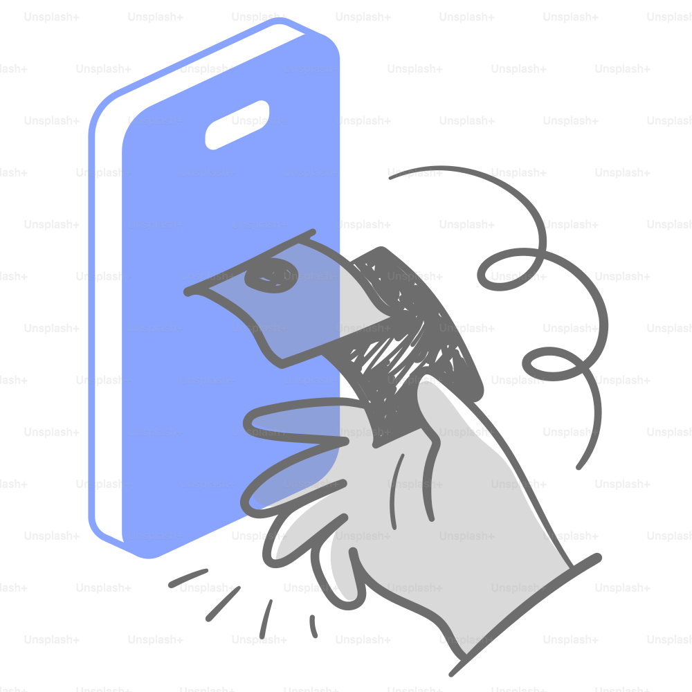 A drawing of a hand holding a cell phone