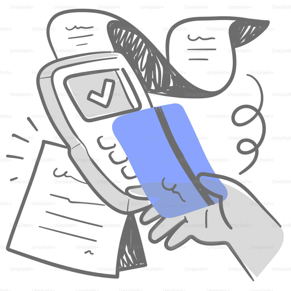 A drawing of a person holding a cell phone