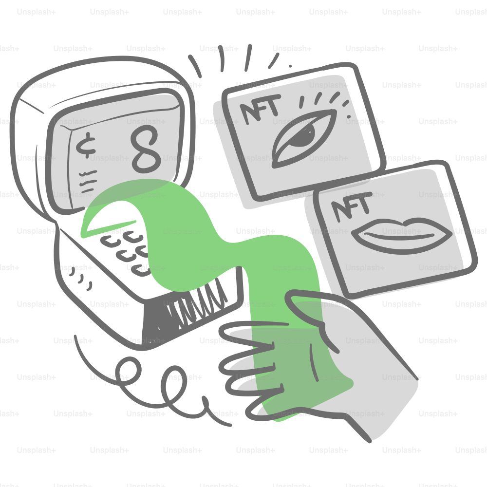 A drawing of a hand holding a cell phone