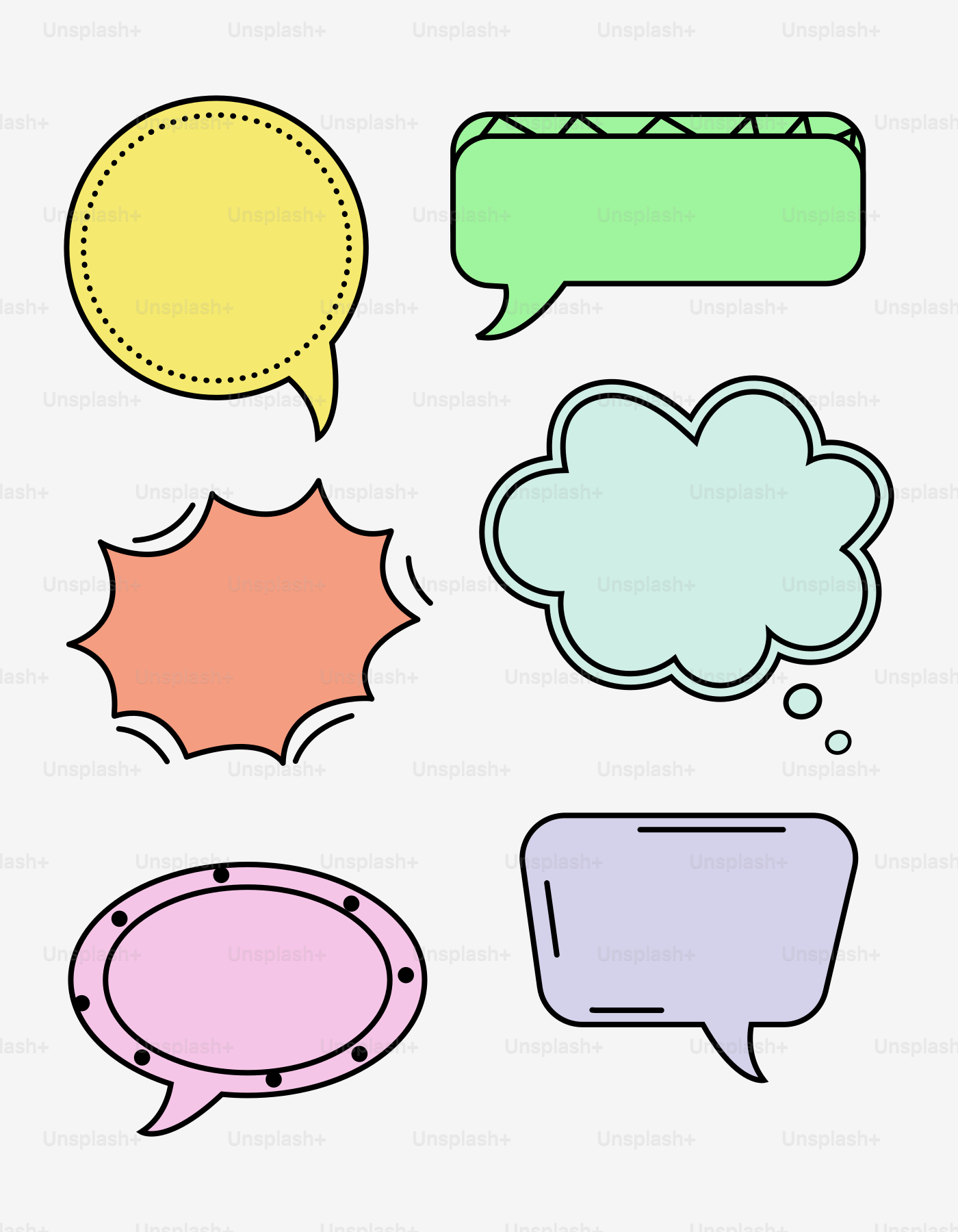 A group of speech bubbles sitting on top of each other