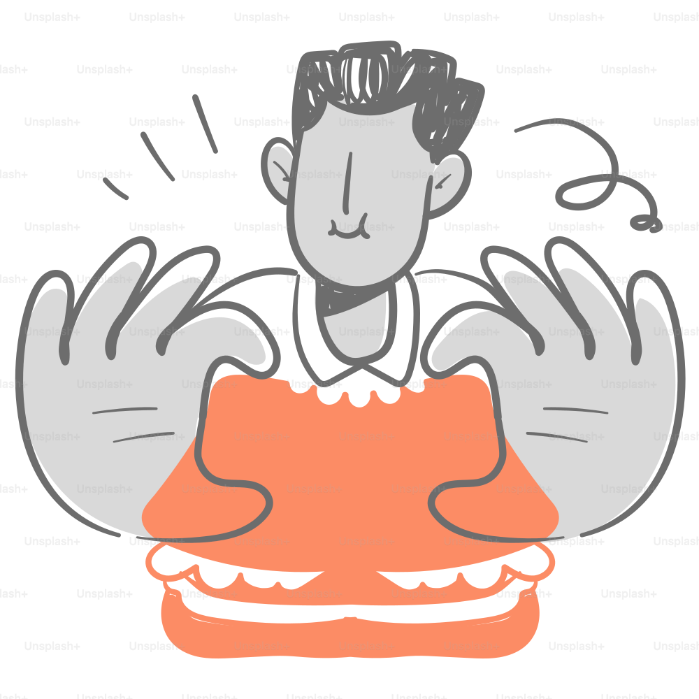 Eine Zeichnung eines Mannes mit erhobenen Händen