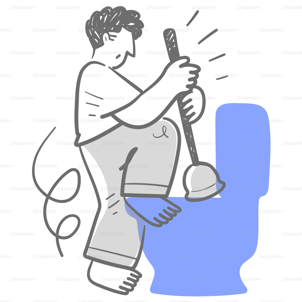 Un homme assis sur des toilettes avec une brosse à la main