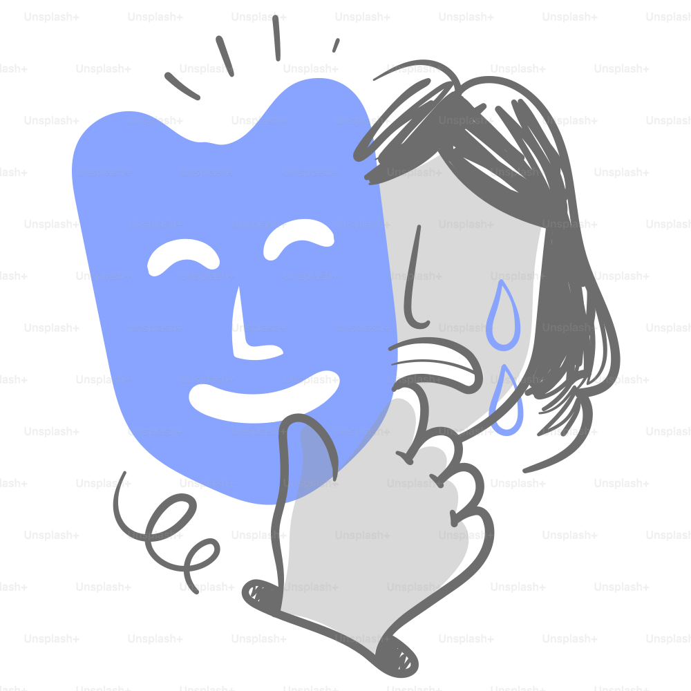 A man hugging a woman with a blue mask on