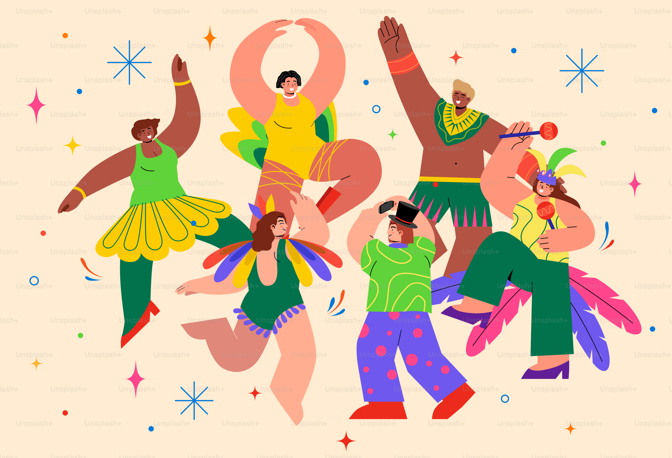 Un groupe de personnes danse dans les airs