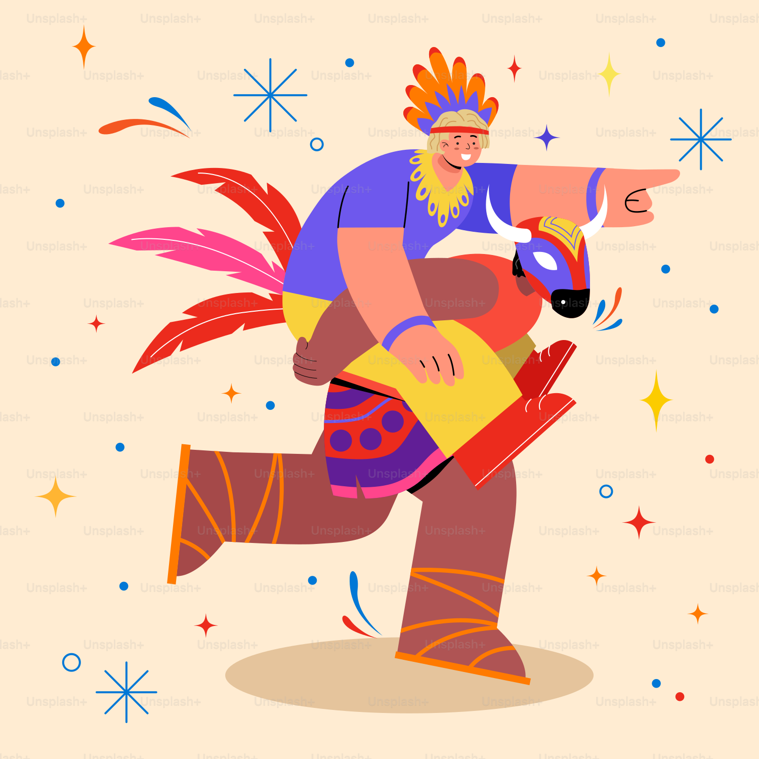 A man in a costume is holding a bottle