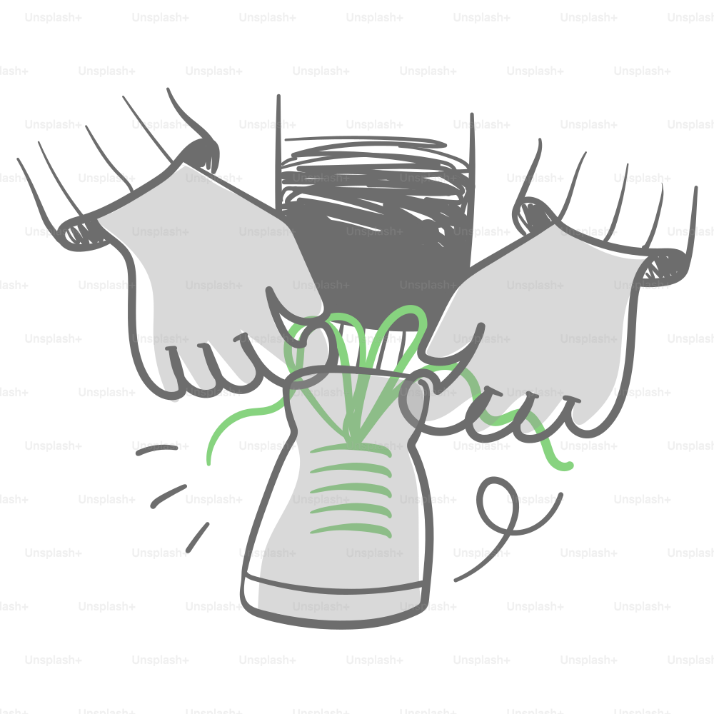 A drawing of a pair of hands holding a vase