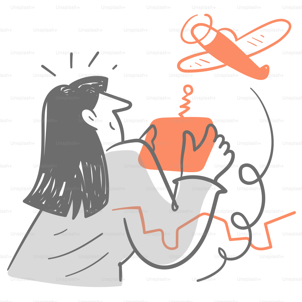 A drawing of a person holding a box