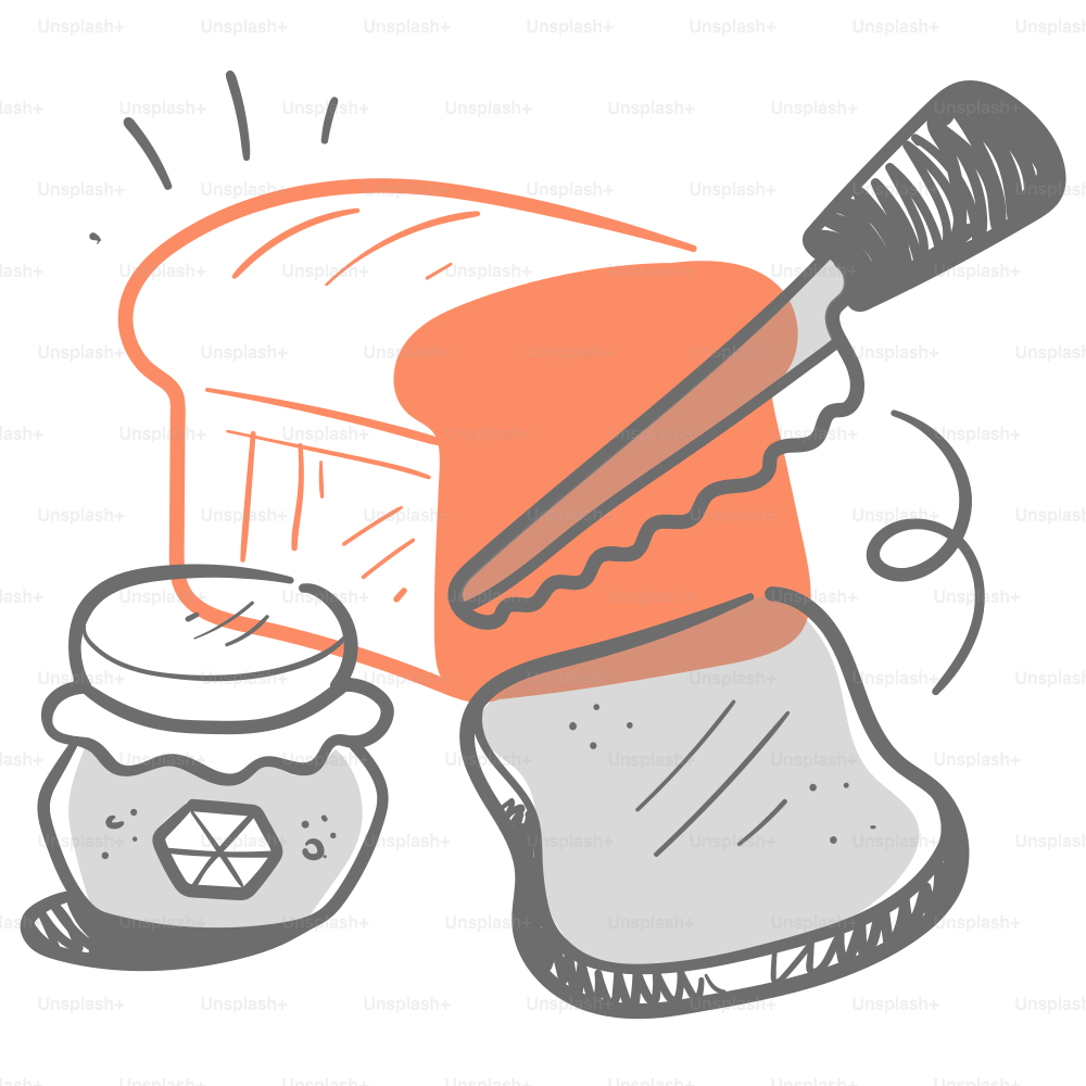 A drawing of a peanut butter spreader and a jar of peanut butter