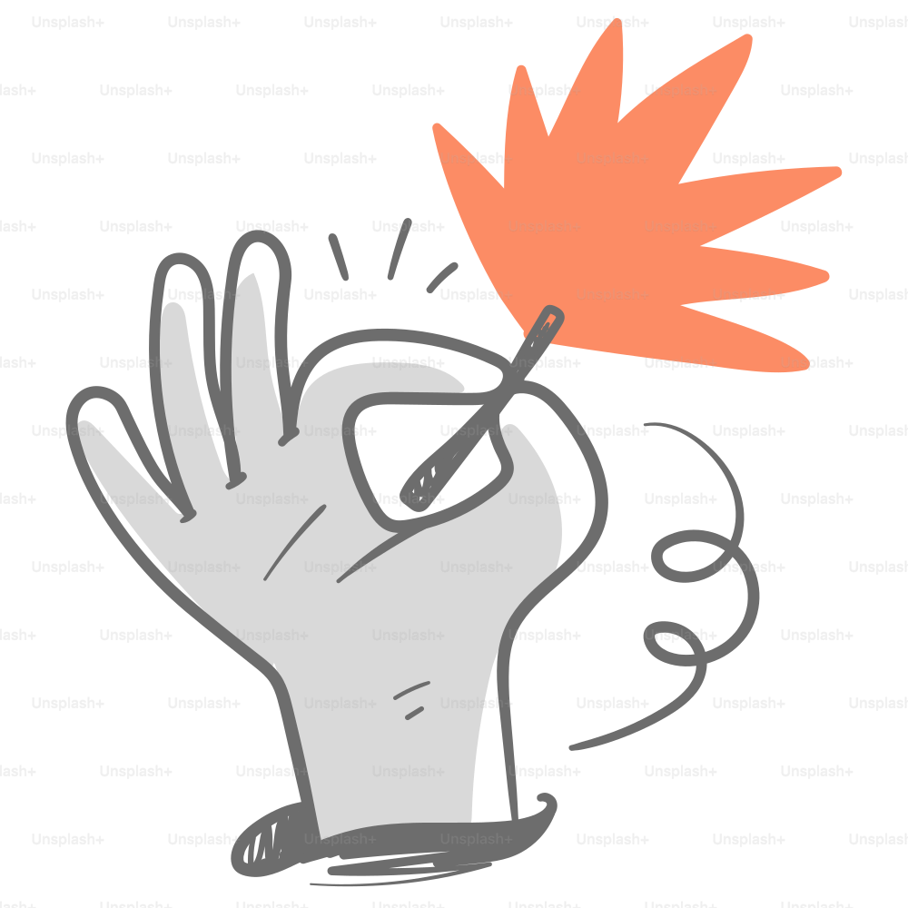 A drawing of a hand holding an orange leaf