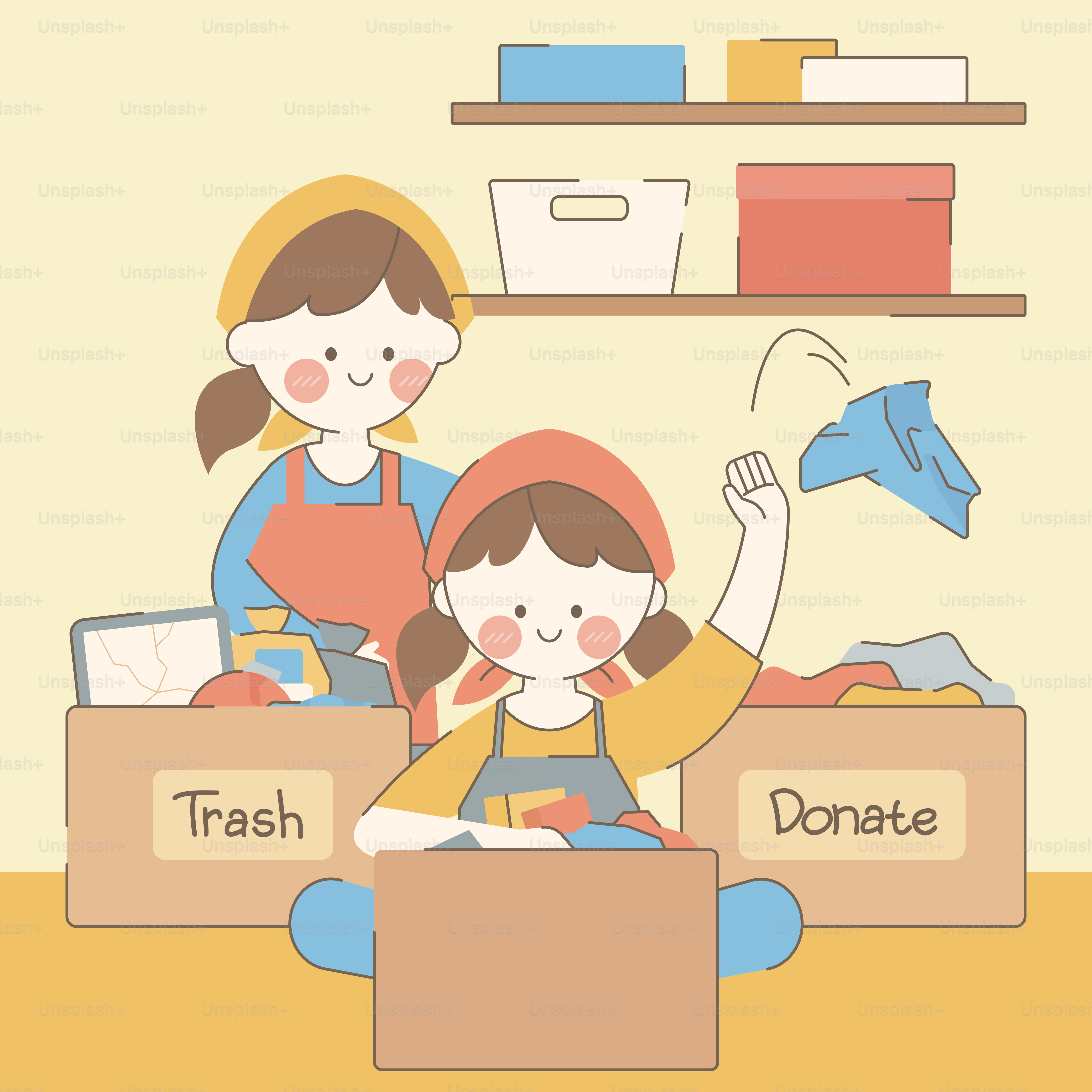 A woman and a child are sitting in a box