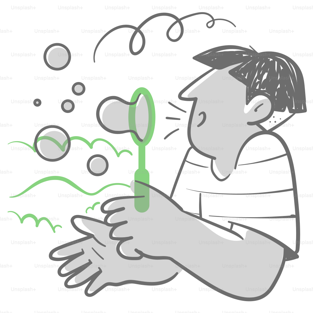 A drawing of a man blowing bubbles out of a blower vector – Illustration  Image on Unsplash, image size:3000x3000