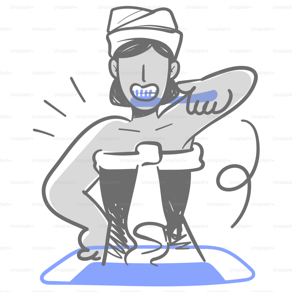 A drawing of a person sitting on a stool