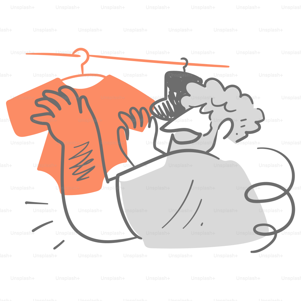 A drawing of a man holding a t - shirt