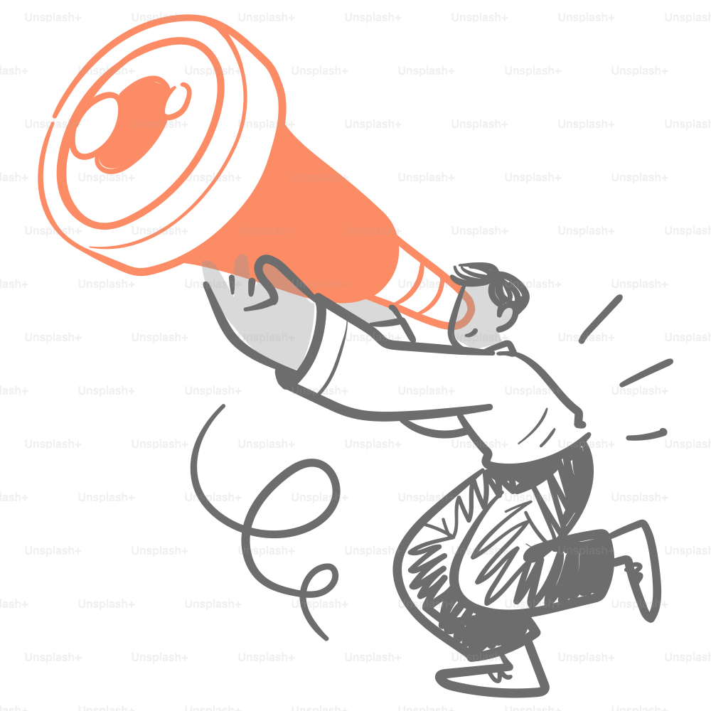 Un homme tenant un mégaphone à la main