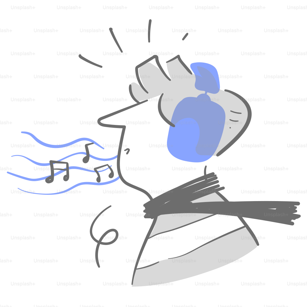 A drawing of a man with a boxing glove on his head
