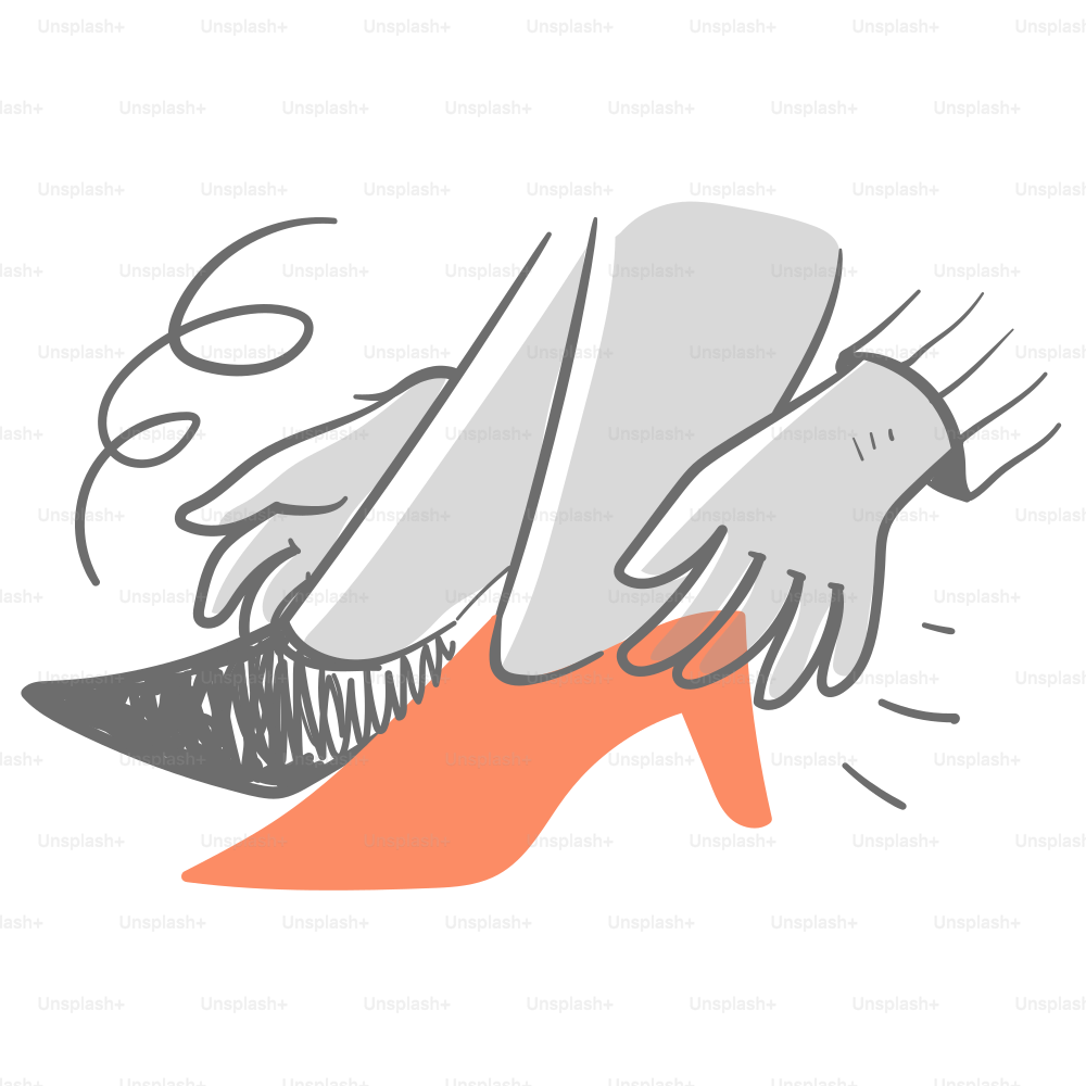 A drawing of a woman's feet with a shoe on top of it