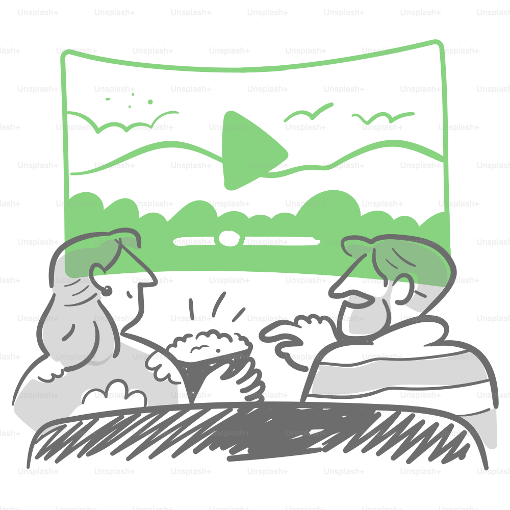 A drawing of two people sitting at a table