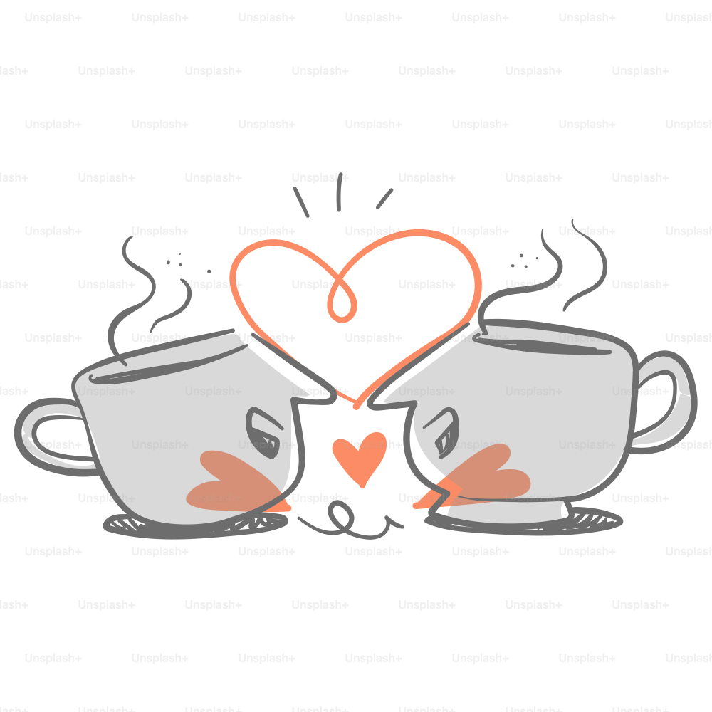 Two cups of coffee with a heart above them