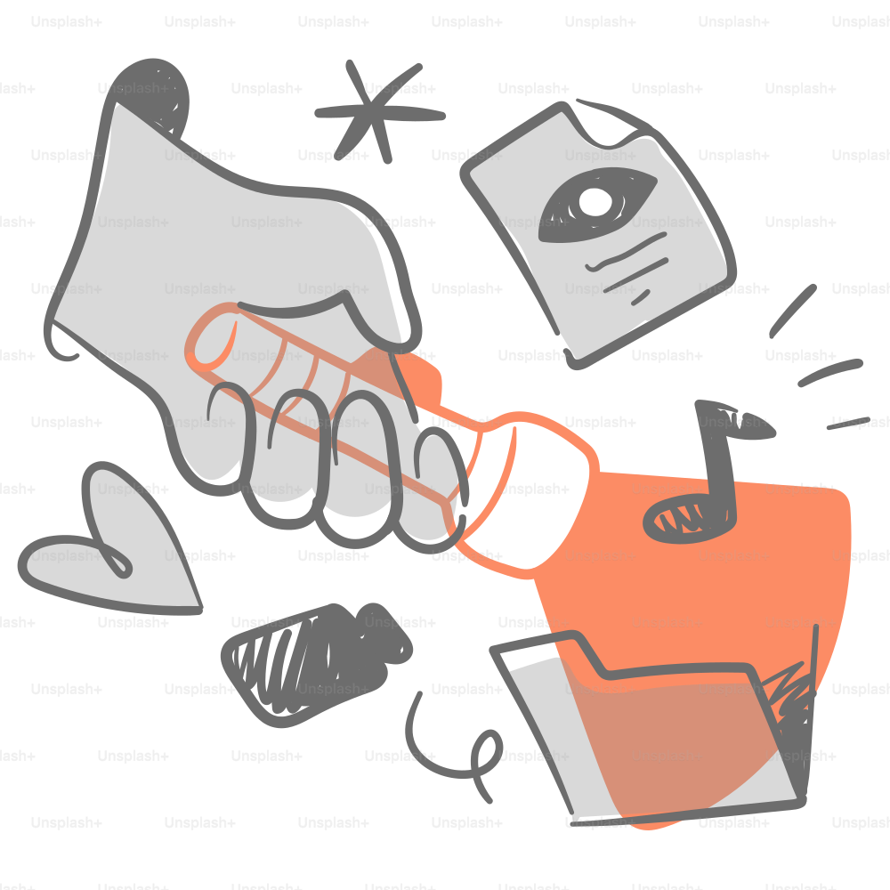 Um desenho de uma mão apertando outra mão