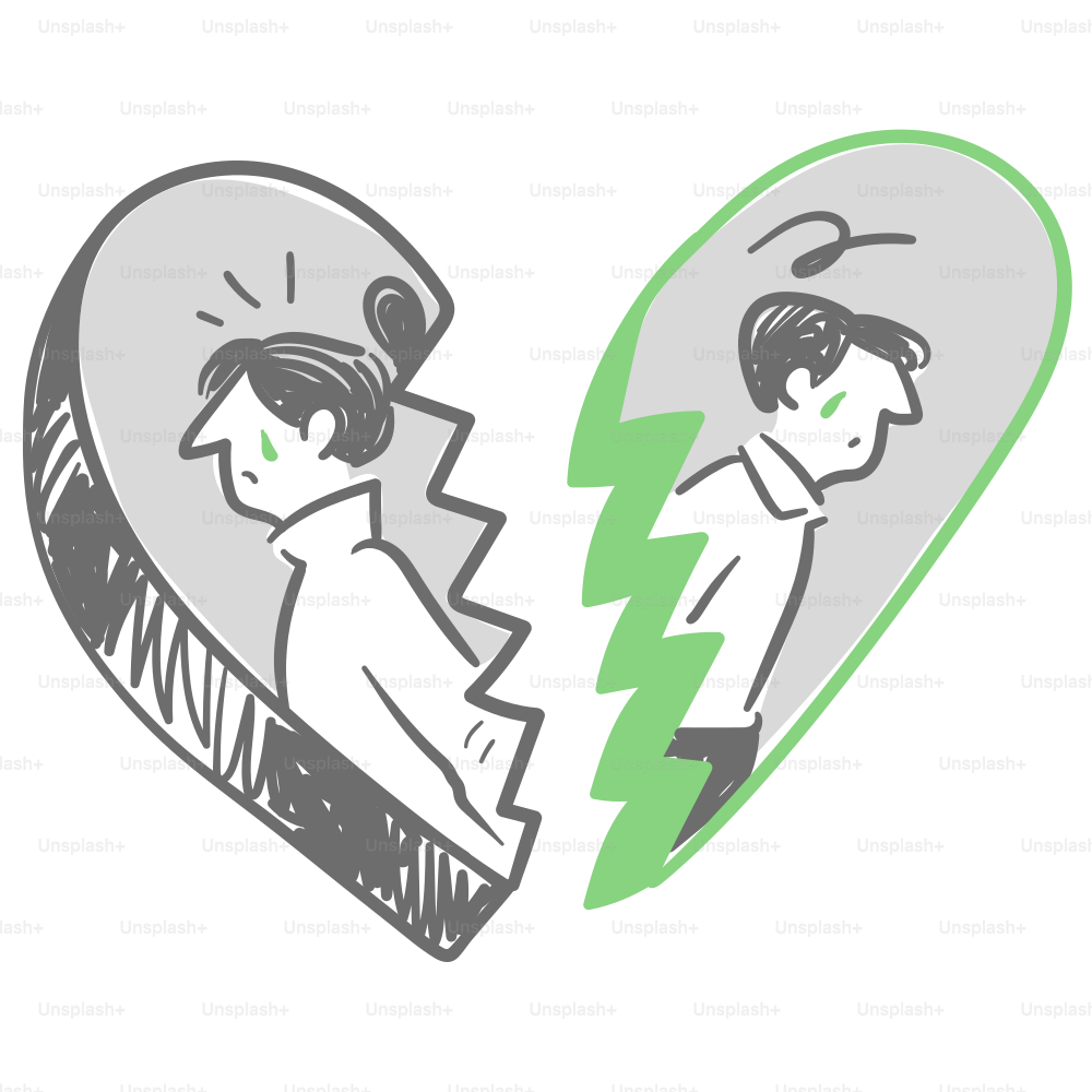 A couple of people that are in a broken heart