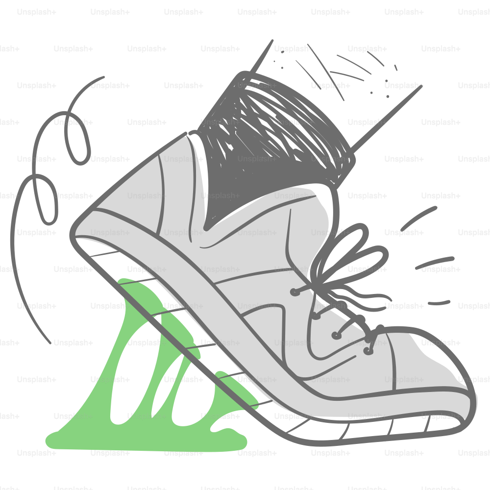Un dessin d’une chaussure à semelle verte