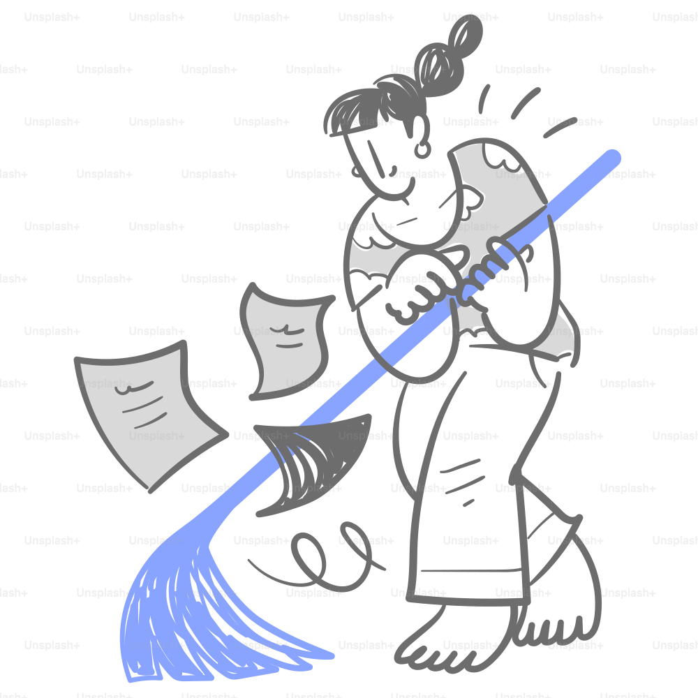 A drawing of a woman holding a paper