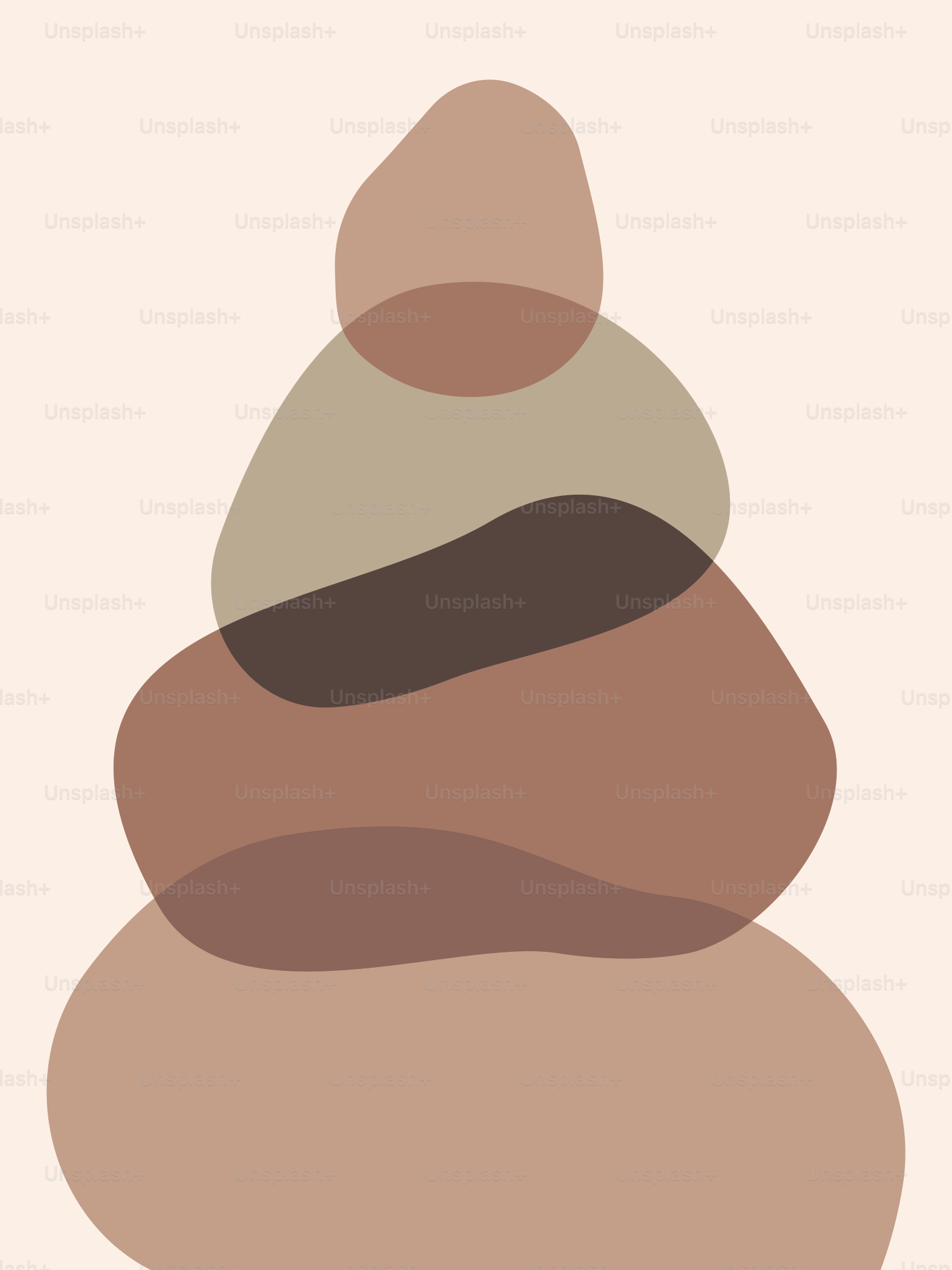 Une affiche d’une pile de pierres sur fond beige