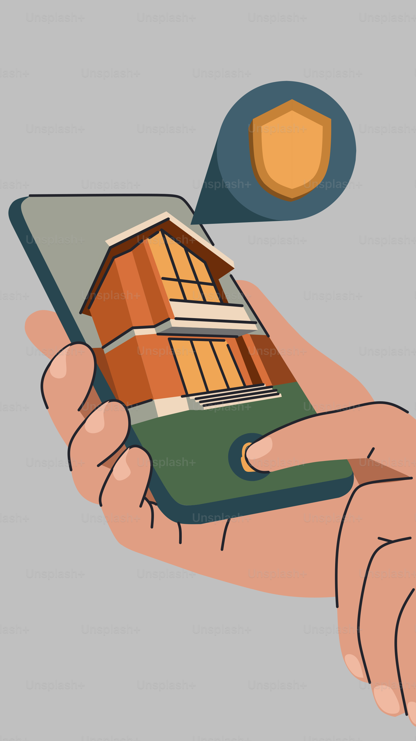 Una mano sujetando un smartphone con una casa en la pantalla