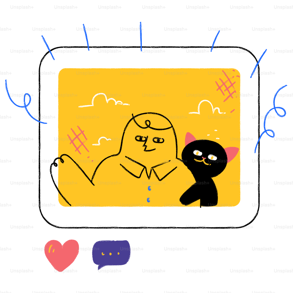 A cartoon picture of a cat and a dog