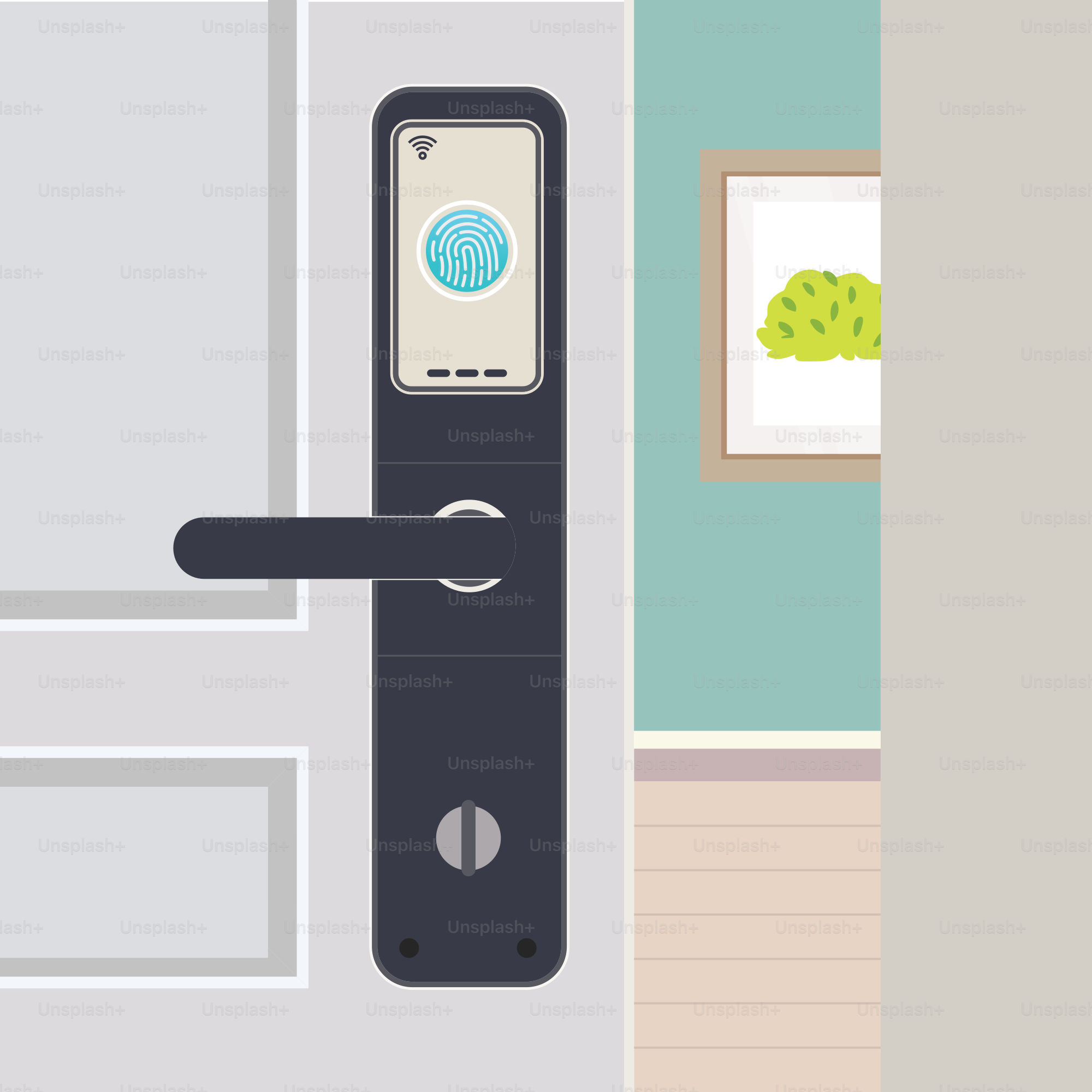 An open door with a digital lock on it