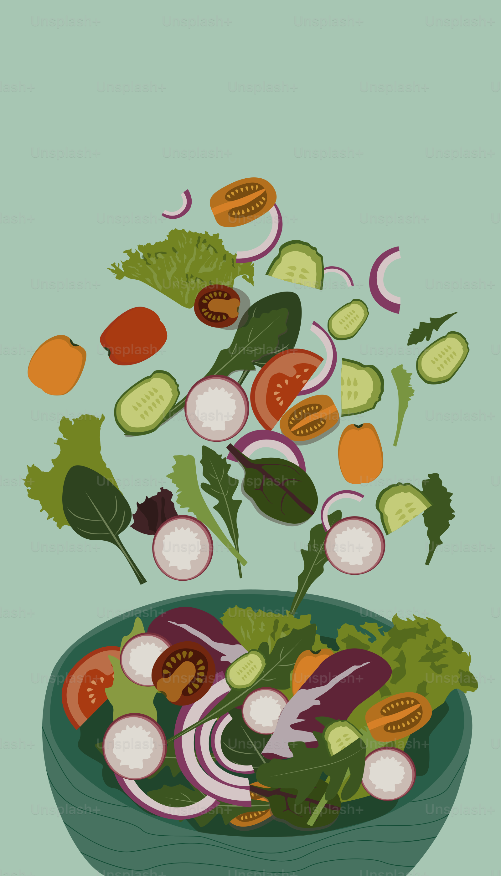 A green bowl filled with lots of vegetables