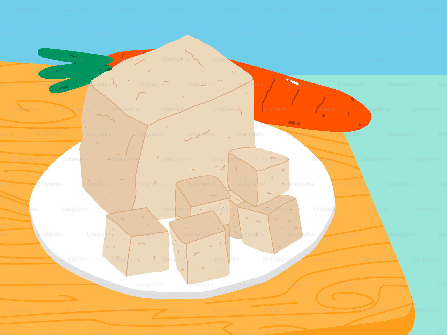 A plate of food on a table with a carrot