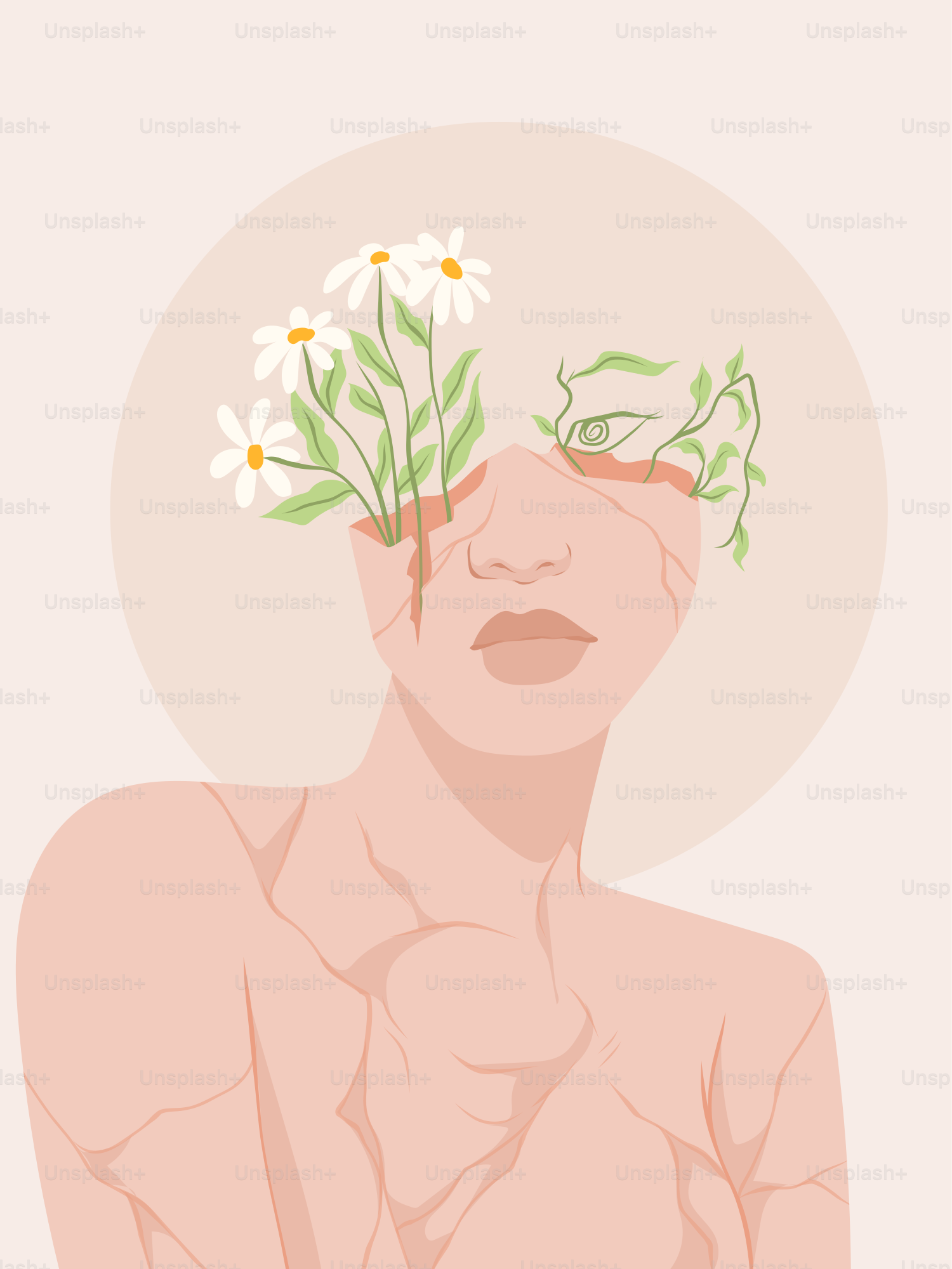 Uma mulher com uma flor no cabelo