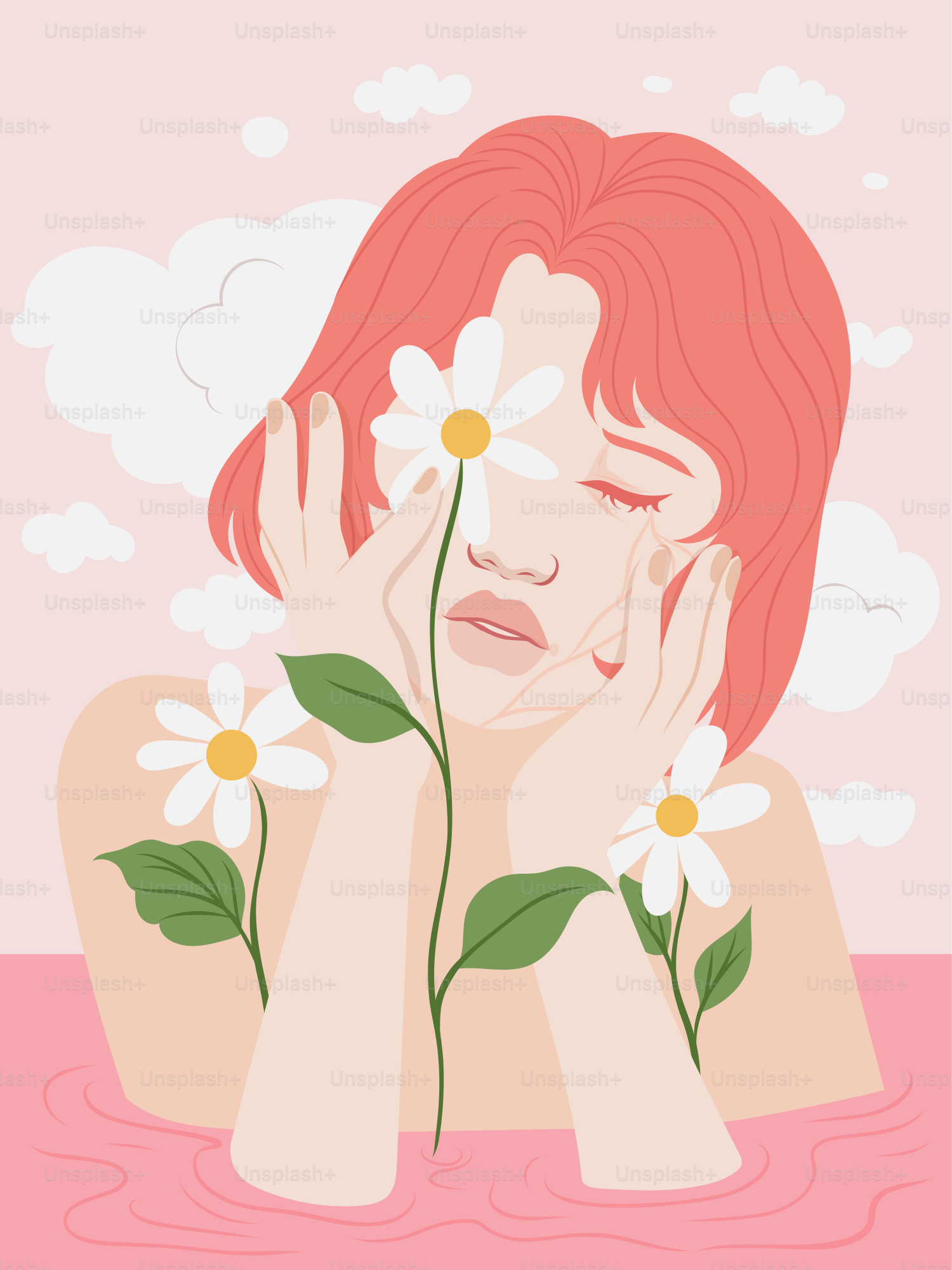 A woman with a flower in her hand