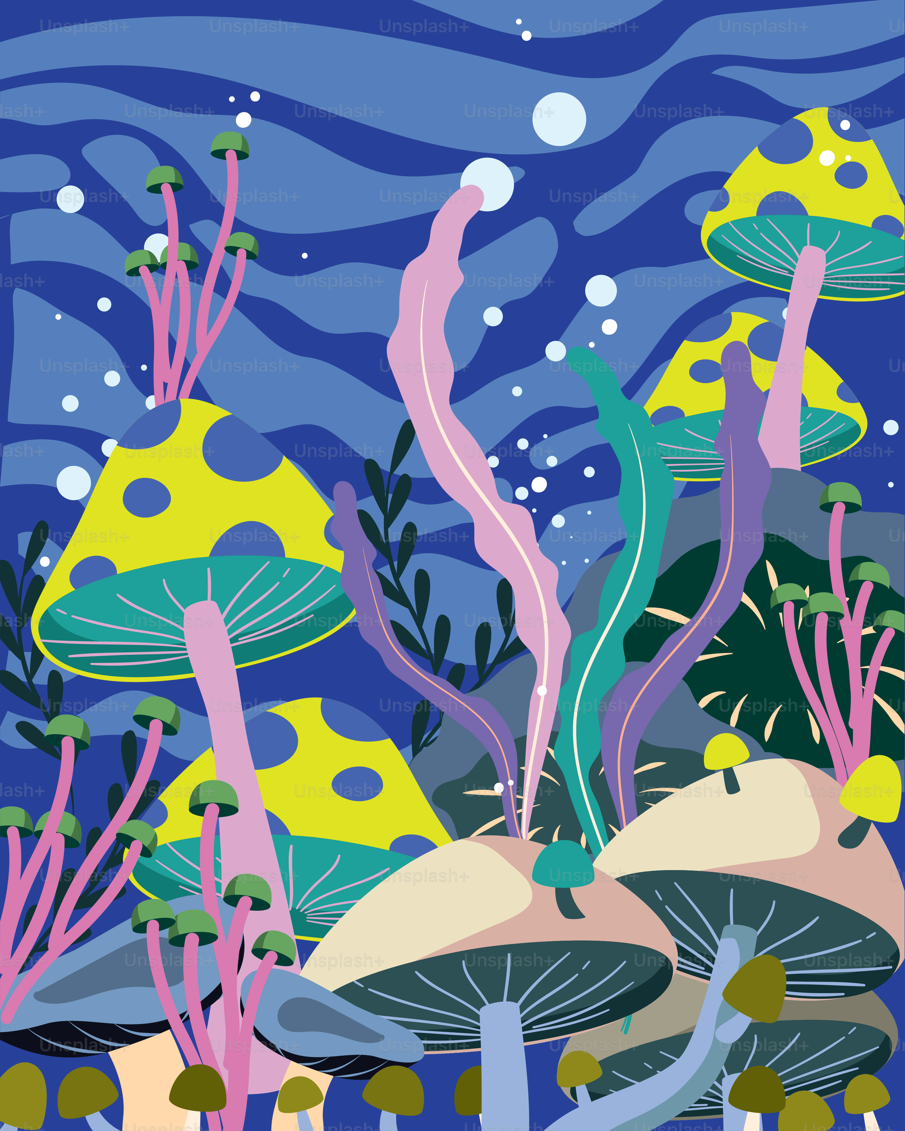 A painting of many different types of plants vector – Maximalism Image ...