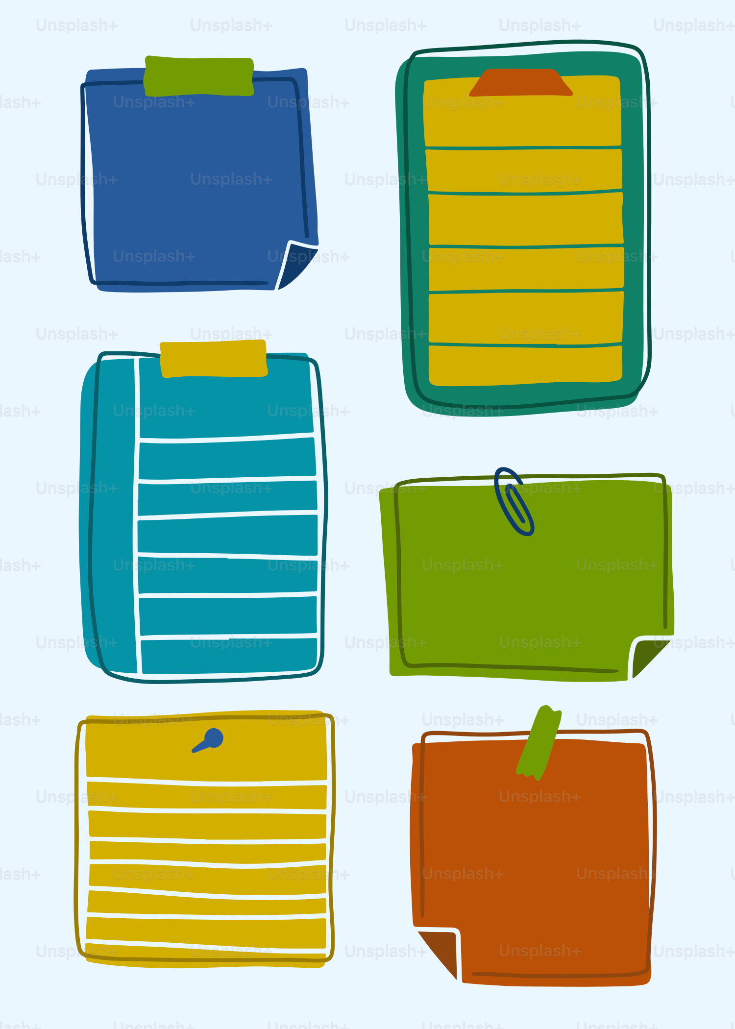 A bunch of different colored papers hanging on a wall