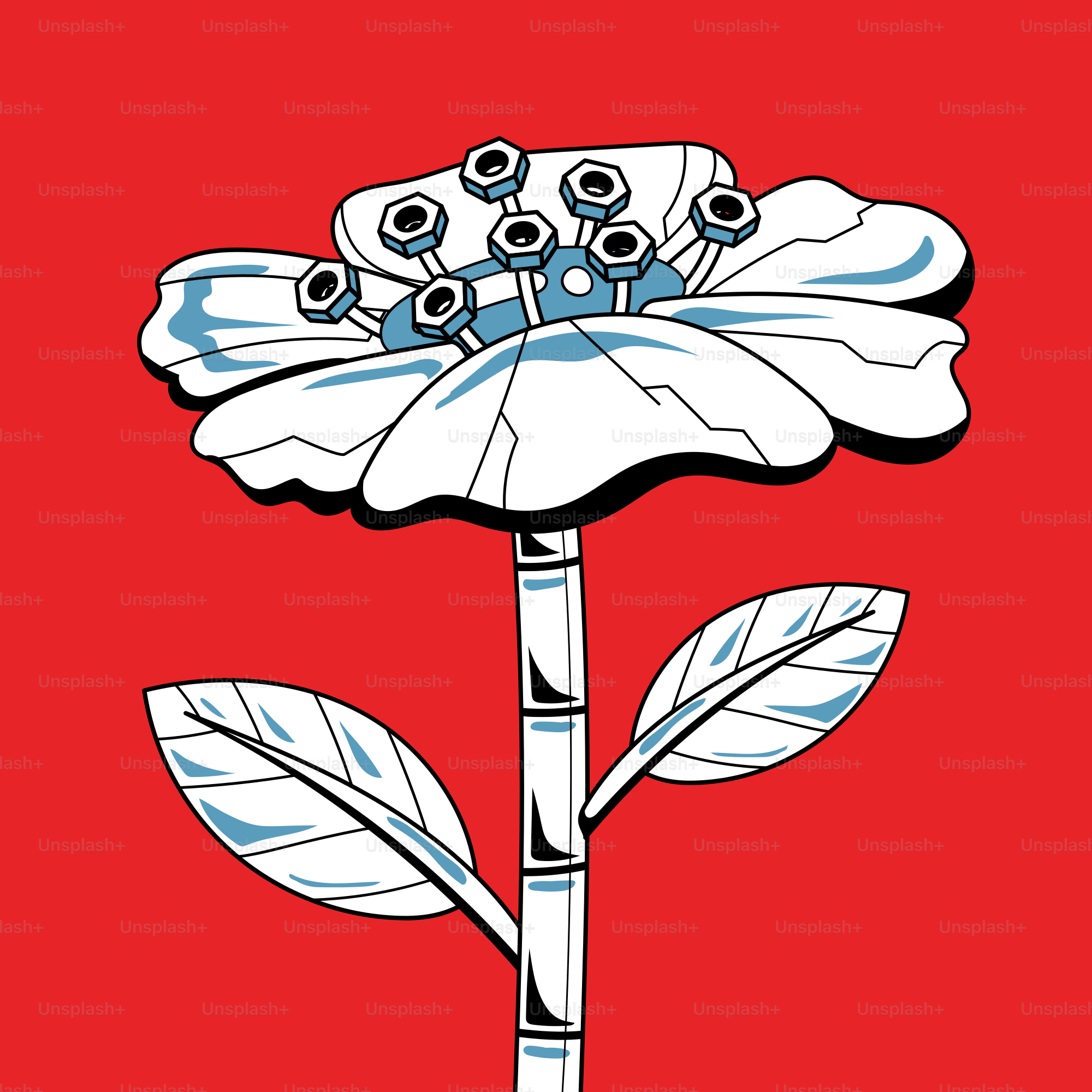 A drawing of a flower on a red background