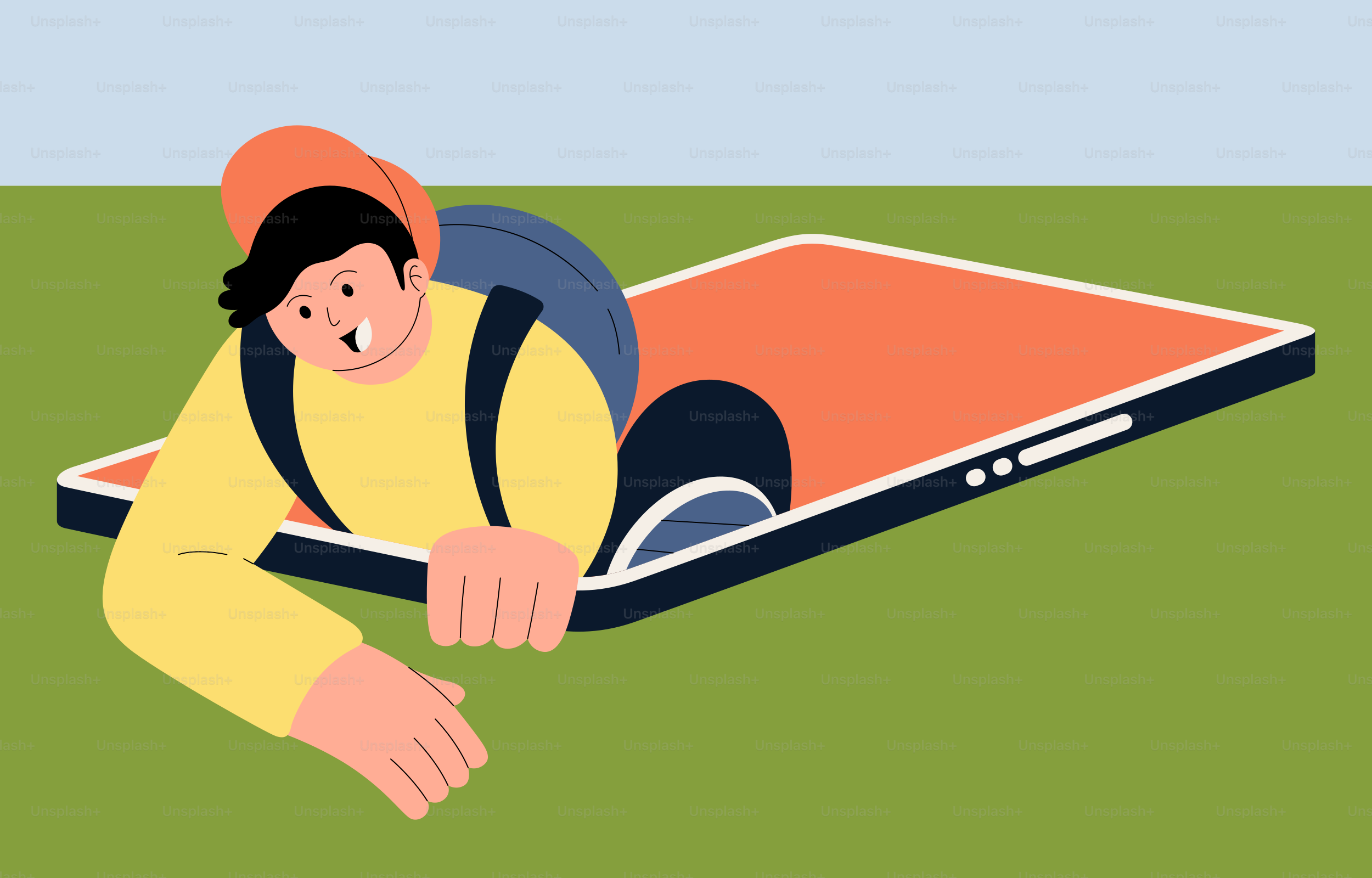 ノートパソコンの上に横たわる男