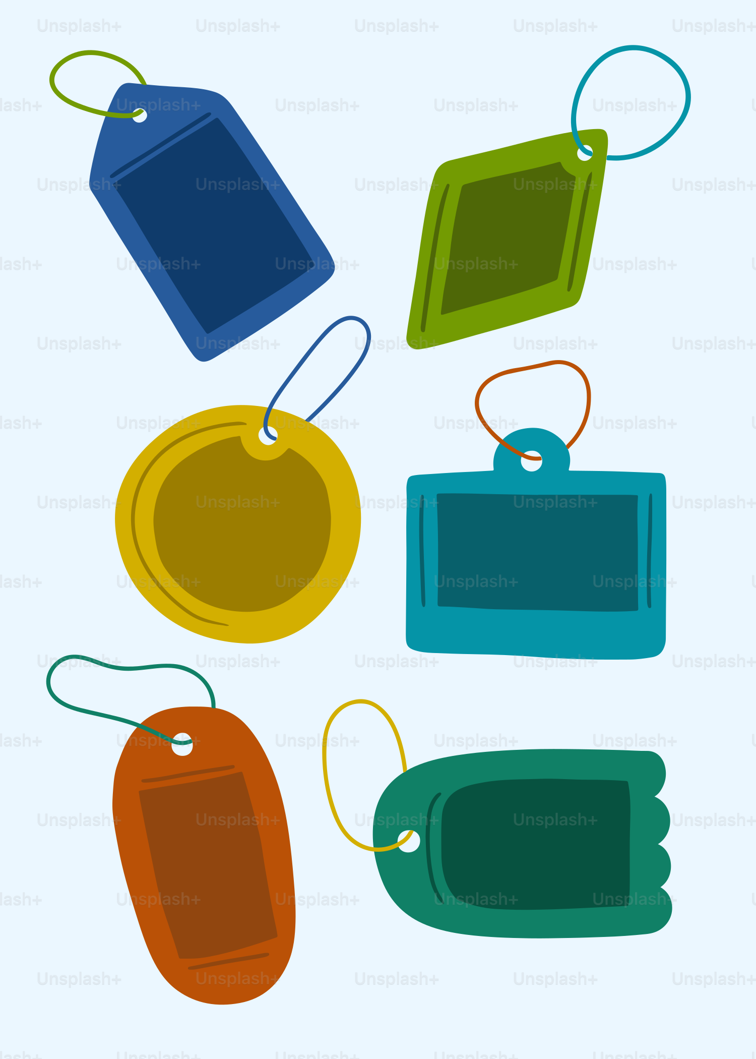 4가지 색상의 태그 세트