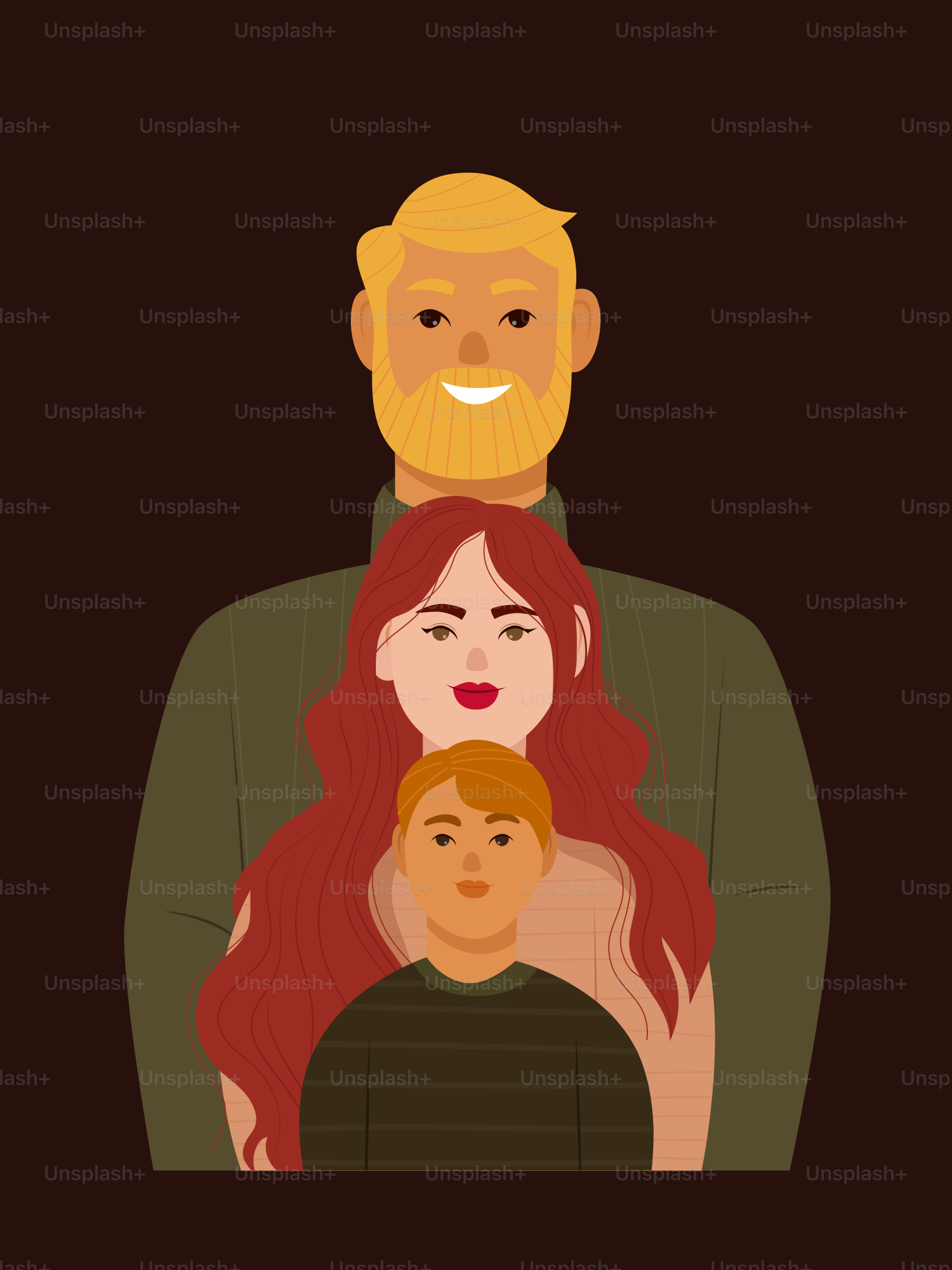 Um homem com barba e uma mulher de cabelos ruivos