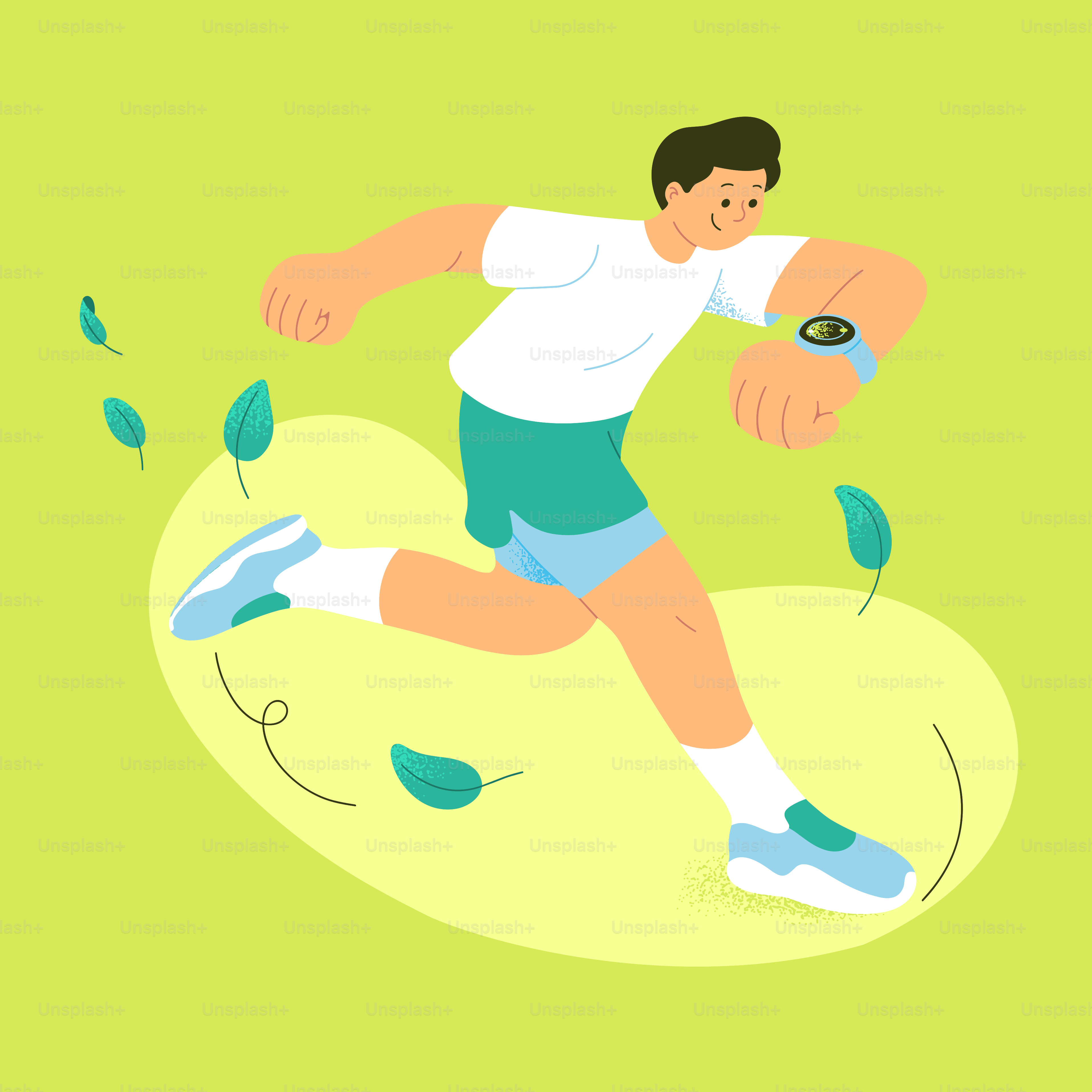 Un hombre corre con un fondo verde
