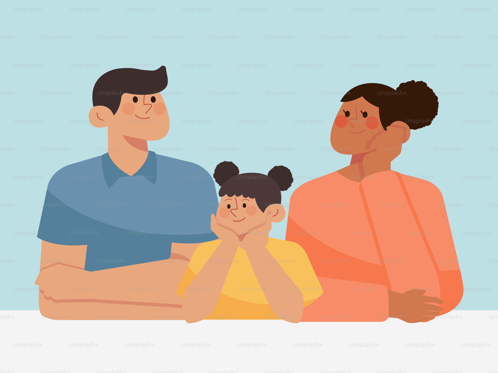 A man and woman sitting next to a child