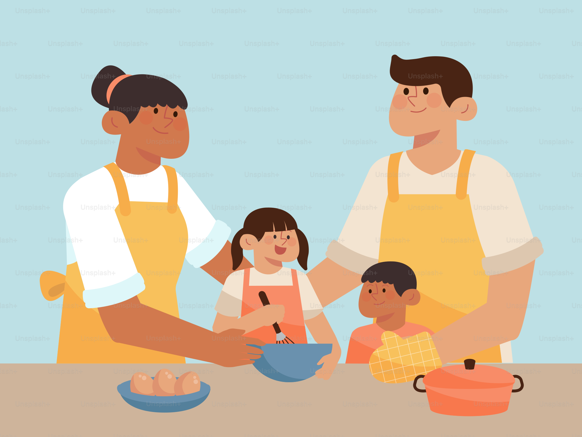 A group of people standing around a table